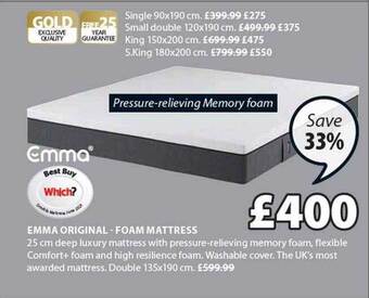 JYSK Emma original foam mattress offer