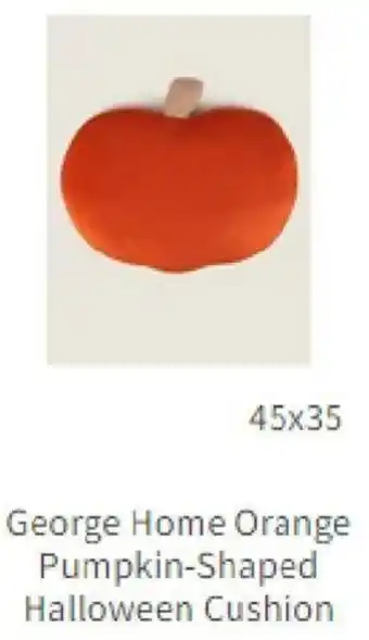 Asda George Home Orange Pumpkin-Shaped Halloween Cushion 45x35 offer
