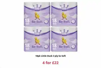 Farmfoods 18pk little duck 3 ply so soft offer
