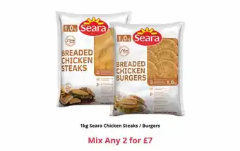 Farmfoods 1 kg seara chicken steaks-burgers offer