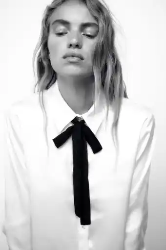 ZARA Satin shirt with contrast tie offer