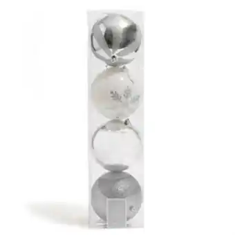 Home Bargains Festive feeling: christmas baubles (4 pack) - silver offer