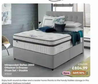 Robert Dyas Mirapocket geltex 2000 ottoman 2-drawer divan set - double offer