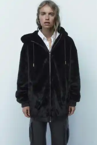 ZARA Hooded faux fur jacket offer