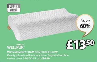 JYSK Wellpur voss memory foam contour pillow offer