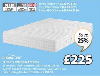 JYSK Dreamzone plus s15 spring mattress offer