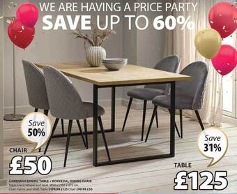 JYSK Aabenraa dining table + kokkedal dining chair offer