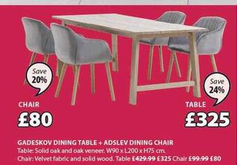 JYSK Gadeskov dining table + adslev dining chair offer