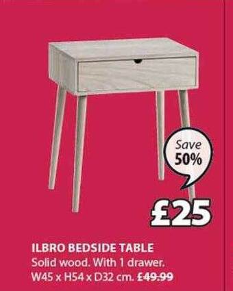 JYSK Ilbro bedside table offer