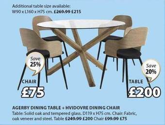 JYSK Agerby dining table + hvidovre dining chair offer