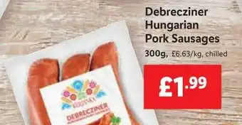 Lidl Debrecziner hungarian pork sausages offer