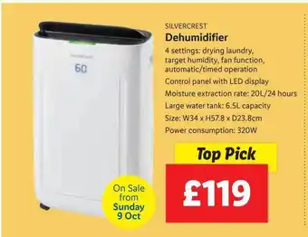 Lidl Silvercrest dehumidifier offer