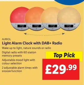 Lidl Auriol light alarm clock with dab+ radio offer