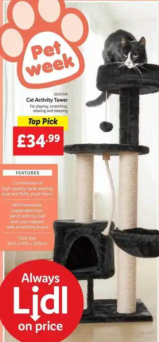 Lidl Zoofari cat activity tower offer
