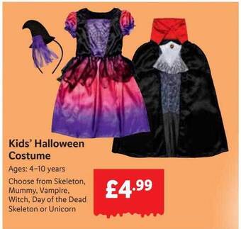 Lidl Kids' halloween costume offer