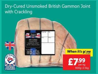Lidl Dry-cured unsmoked british gammon joint with crackling offer