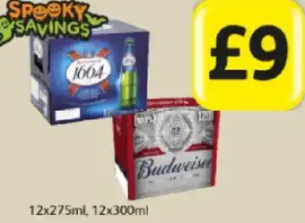 Londis Budweiser 12x275ml. 12x300ml offer