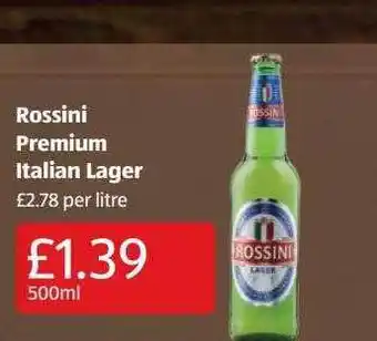 Aldi Rossini premium italian lager offer