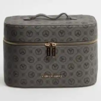 Grey monogram cosmetic bag