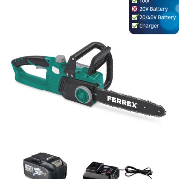 Chainsaw 20/40v battery & charger offer at Aldi