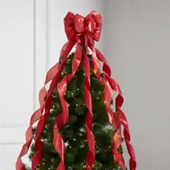Home Bargains Festive feeling: ribbon tree topper - red offer