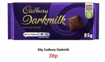 Farmfoods 85 g cadbury darkmilk offer