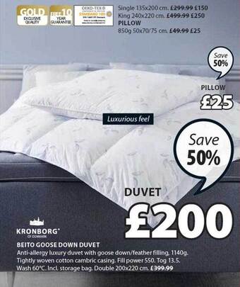 JYSK Beito goose down duvet offer