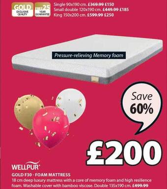 JYSK Gold f30 foam mattress offer