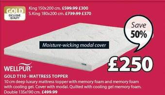 JYSK Gold t110 mattress topper offer