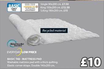 JYSK Basic t40 mattress pad offer