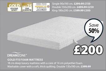 JYSK Gold f15 foam mattress offer