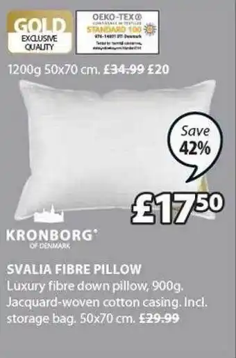 JYSK Svalia fibre pillow offer
