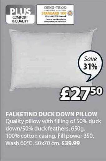 JYSK Falketind duck down pillow offer