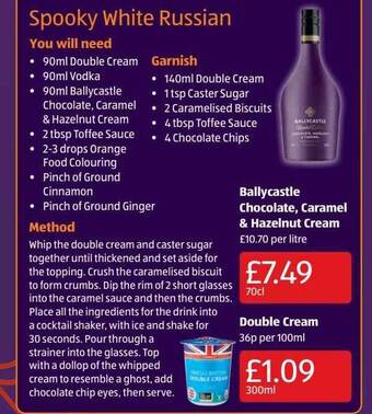 Aldi Ballycastle chocolate, caramel & hazelnut cream, double cream offer