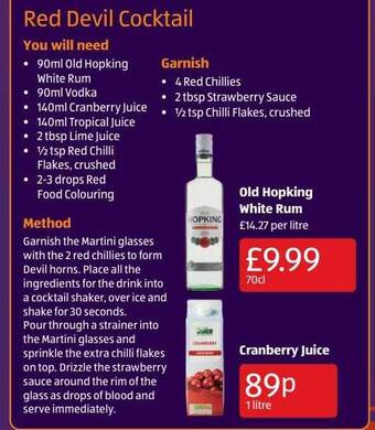 Aldi Old hopking white rum, cranberry juice offer
