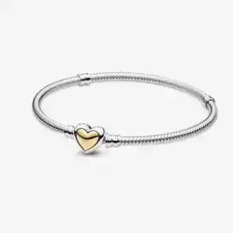 Pandora Domed golden heart clasp snake chain bracelet offer