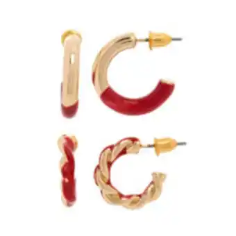 TK Maxx Two pack gold tone & red hoop earrings offer