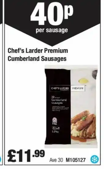 Booker Wholesale Chef's larder premium cumberland sausages offer