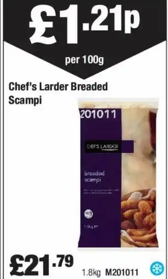 Booker Wholesale Chef's larder breaded scampi offer