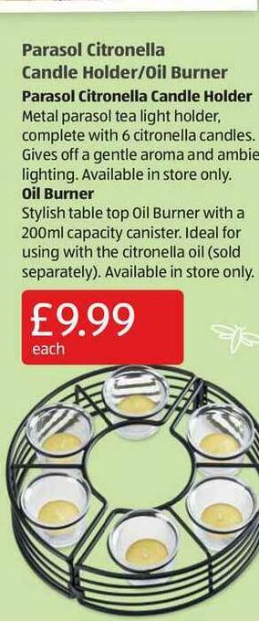 Aldi Parasol Citronella Candle Holder-Oil Burner offer