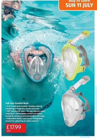 Aldi Full Face Snorkel Mask offer