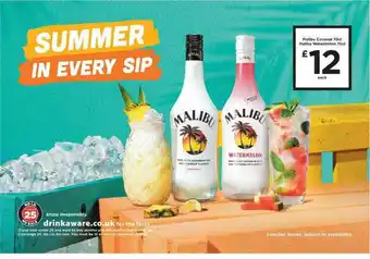 Asda Malibu Coconut 70cl Or Malibu Watermelon 70cl offer