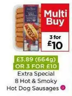 Asda Extra Special 8 Hot & Smoky Hot Dog Sausages offer