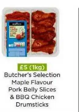 Asda Butcher's Selection Maple Flavour Pork Belly Slices & BBQ Chicken Drumsticks offer