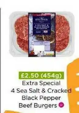 Asda Extra Special 4 Sea Salt & Cracked Black Pepper Beef Burgers offer
