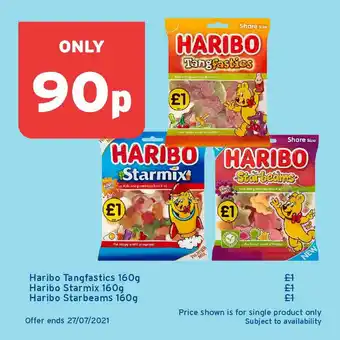 One Stop Haribo Tangfastics 160g, Haribo Starmix 160g Or Haribo Starbeams 160g offer