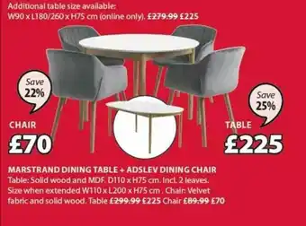 JYSK Marstradn Dining Table + Adslev Dining Chair offer