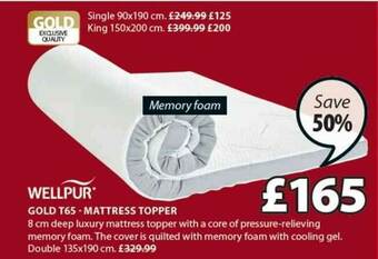 JYSK Gold T65 Mattress Topper Wellpur offer