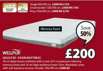 JYSK Gold F30 Foam Mattress Wellpur offer