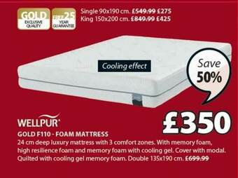 JYSK Gold F110 Foam Mattress Wellpur offer